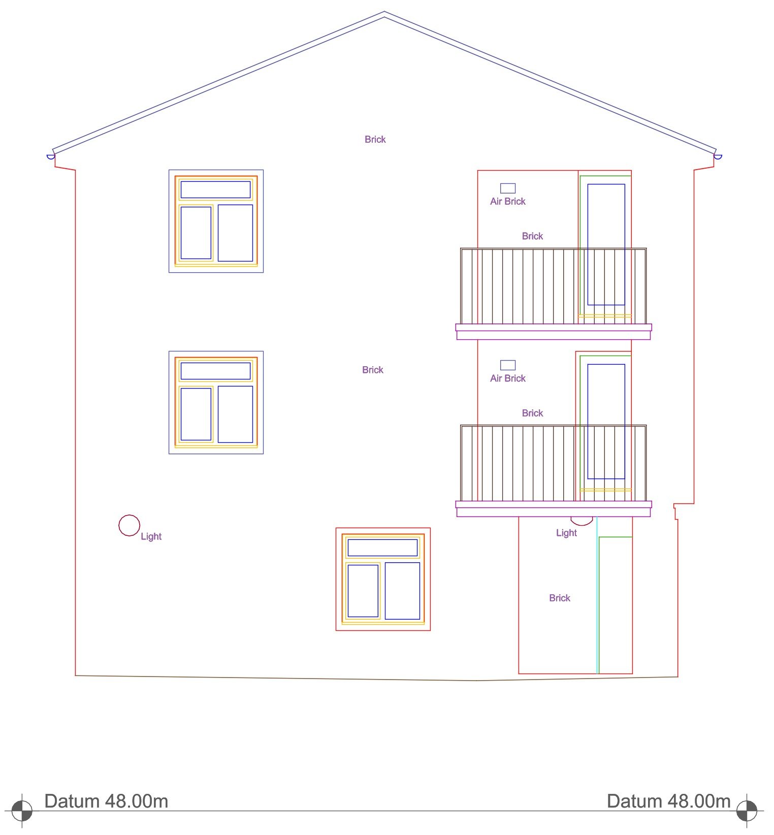 CAD elevation drawing produced from measured building survey of residential property in Kent