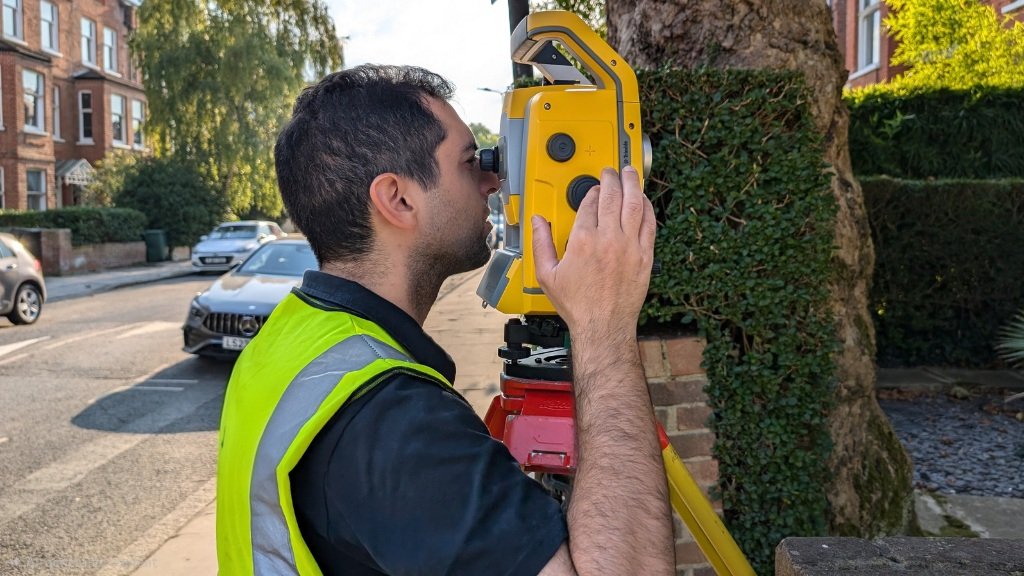 Measured building survey in London using total station equipment to capture accurate building