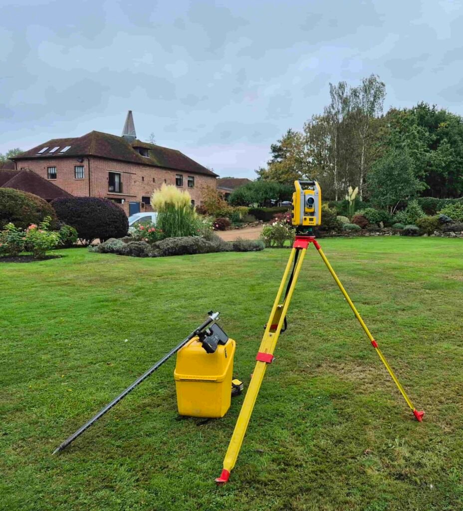 Topographical survey of residential property in Kent using Trimble total station surveying equipment