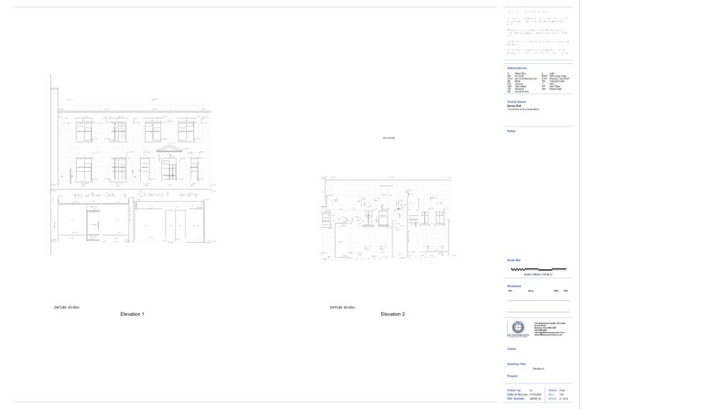 Commercial building street elevations and rear elevation profiles for a retail premises in Tunbridge Wells, TN1.