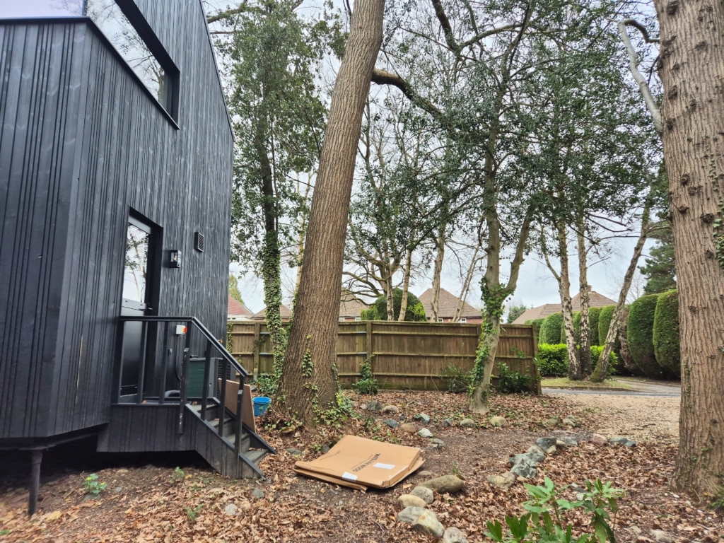 Front elevation of Woodland House with Trimble total station on street, Tunbridge Wells TN2 — 360 Measurements